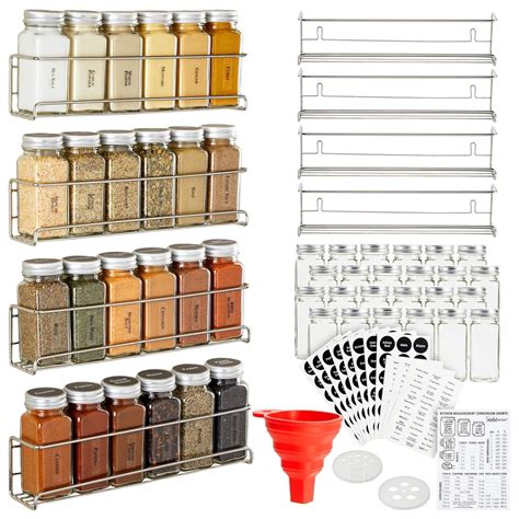Buy Talented Kitchen 4 Wall Mount Stainless Steel Spice Racks with 24 4 ...