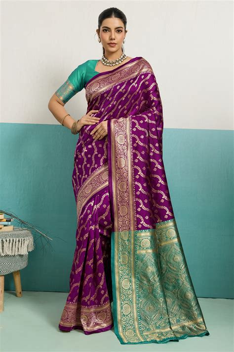 Shop for Purple Woven Silk Saree Online | Saree Buta | SAR12513