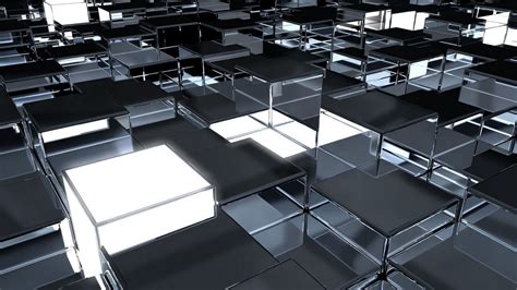 Wallpaper cubes, surface metal, reflection, glass hd, picture, image