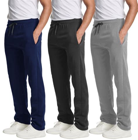 ASUDESIRE 3 Pack Men's Sweatpants Open Bottom Active Athletic Casual ...