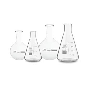 Bello Borosilicate Glass Long Neck Round Bottom Boiling Flask & Conical ...