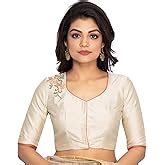 RENE Women's Cotton Silk Solid Half Sleeve Blouse (D-1005170-32_Purple ...