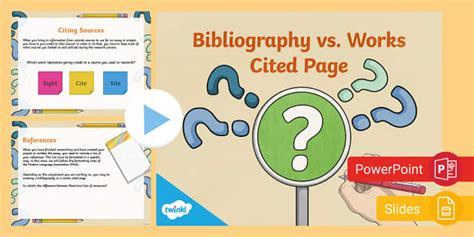 MLA Bibliography vs. Works Cited Page PowerPoint & Google Slides for ...