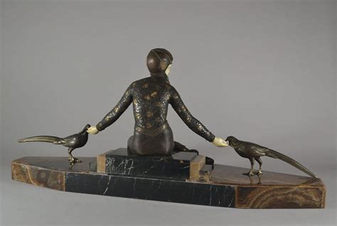 Lady with Birds, Large Georges Gori Art Deco Group For Sale at 1stDibs ...