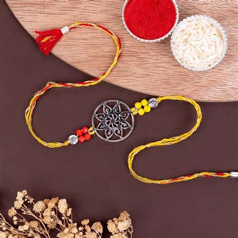 Send 925 Sterling Silver Stylish Mandala Rakhi Online | Rakhibazaar.com