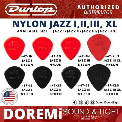 Jim Dunlop 47 Nylon Jazz Guitar Pick Nylon / Stiffo, Pack of 6pcs ...