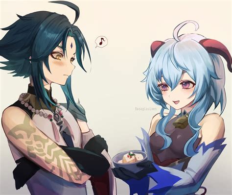 ganyu and xiao (genshin impact) drawn by asagizuisen | Danbooru