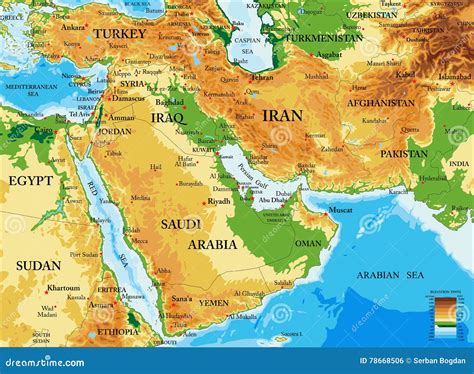 Physical Map Of Southwest Asia Mountains