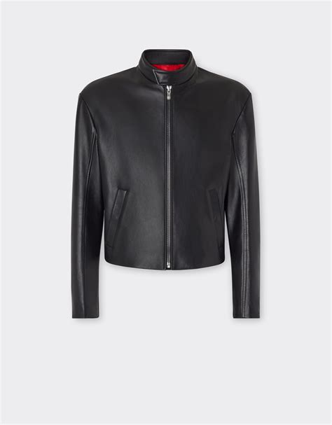 Nappa leather biker jacket in Black for Men | Ferrari®