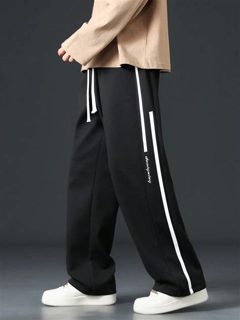 Men Letter Graphic Contrast Tape Side Pants | SHEIN USA