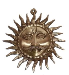 JDDCART Suraj Face Brass Statue Idol Antique Gold Finish Sun Head Wall ...