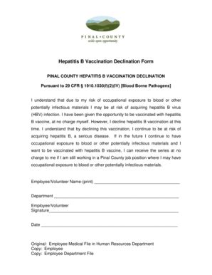 Fillable Online pinalcountyaz Appendix D: Hepatitis B Vaccination ...
