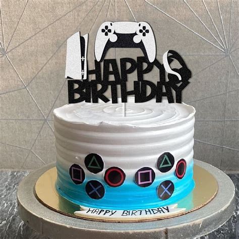 Buy Video Game Cake Toppers PS5 Cake Decoration with Glitter Game for ...