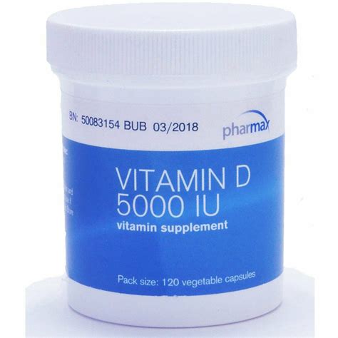 Vitamin D 5000 IU 120 Caps by Pharmax - Clinical Nutrition Centers