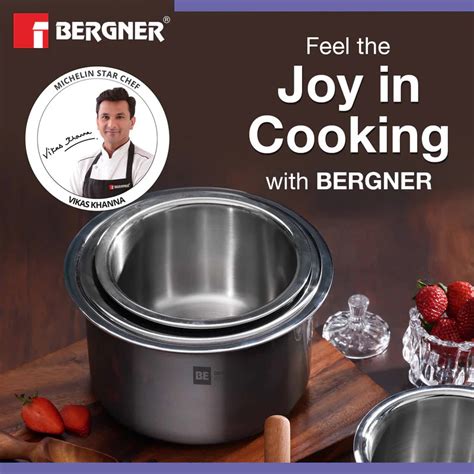 Complete Bergner BE Essentials tope set five pieces stainless steel ...