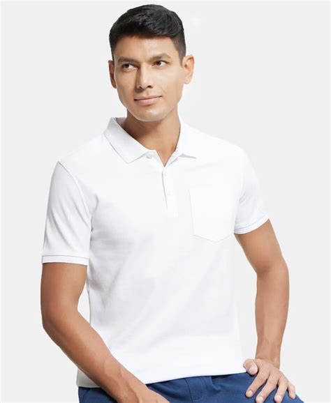 Buy Super Combed Cotton Rich Solid Half Sleeve Polo T-Shirt with Chest ...