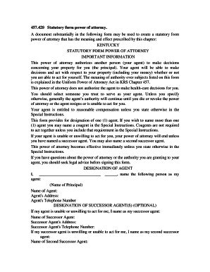 Fillable Online 457.420 Statutory form power of attorney. A document ...