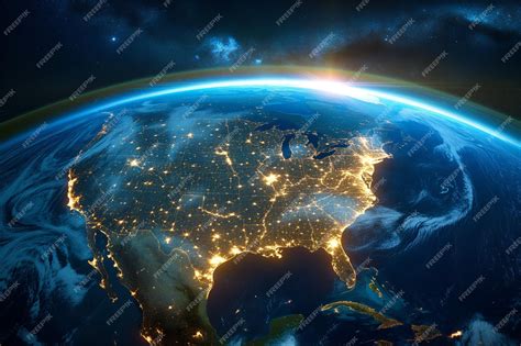 Premium Photo | Earth and the United States shown from space at night ...