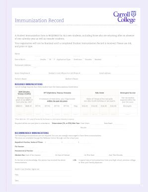 18 Printable Immunization Record Forms and Templates - Fillable Samples ...