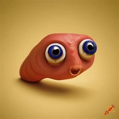 Close-up photo of a worm with big eyes