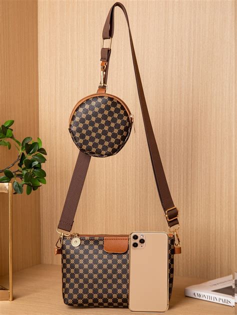 Geometric Pattern Square Bag With Coin Purse | SHEIN USA