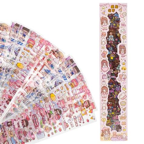 KAYZON Washi Stickers 60 Sheets Cute Kawaii Card Set for Scrapbooking ...