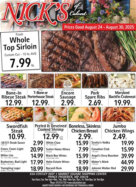 Nick's of Calvert Weekly Ad Specials