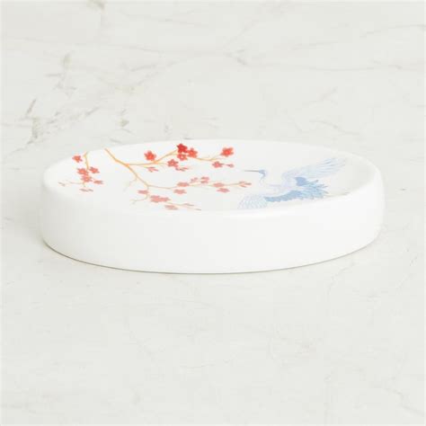 Buy Art of Asia-Pagoda Pride White Printed Oval Ceramic Soap Dish from ...