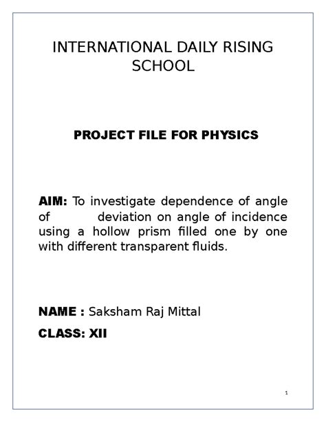 Physics project file - important notes - INTERNATIONAL DAILY RISING ...