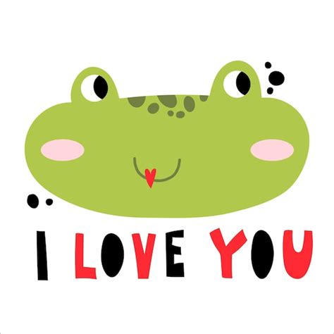 Cute frog smiling face with vector lettering | Premium Vector