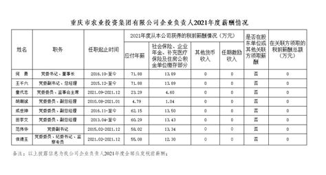 重庆33家市属国有重点企业披露负责人“工资条”_薪酬_董事长_信息