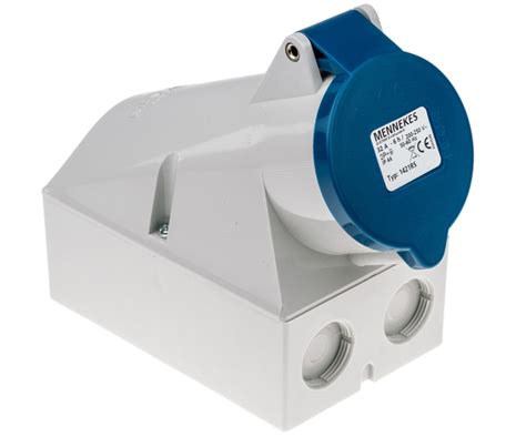 1421 MENNEKES | MENNEKES IP44 Blue Wall Mount 3P Right Angle Socket ...