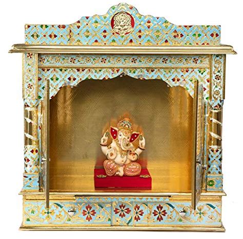 Puja Mandir - Wooden Temple 25" Meenakari Mandir with Doors - Fully ...