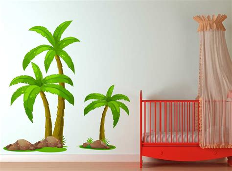 Rawpockets Decal ' Palm Trees Story' Multi-Color Large Size Wall ...