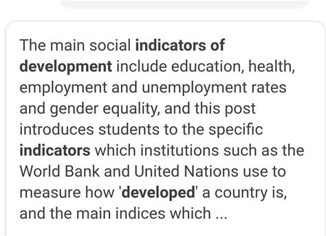 Describe the different indicators of development ? - Brainly.in