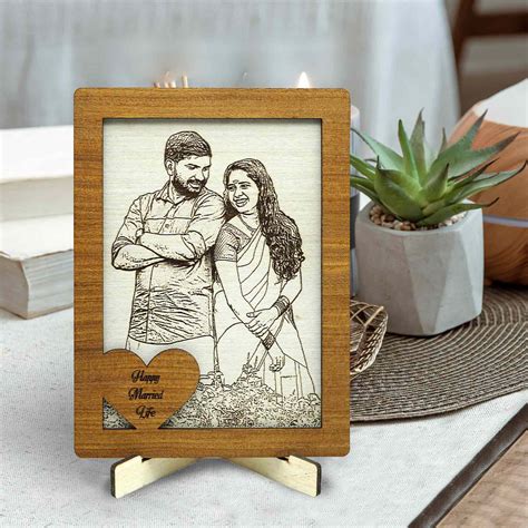 Customized Photo Carved Wooden Standee Frame – Picloon