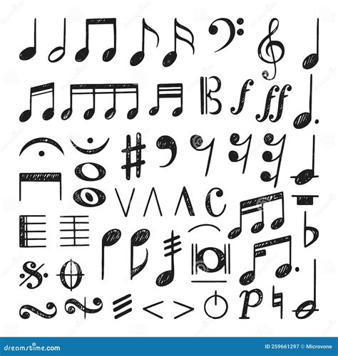 Musical Notes Sketch Collection. Doodle Note, Music Kids Ink Drawing ...