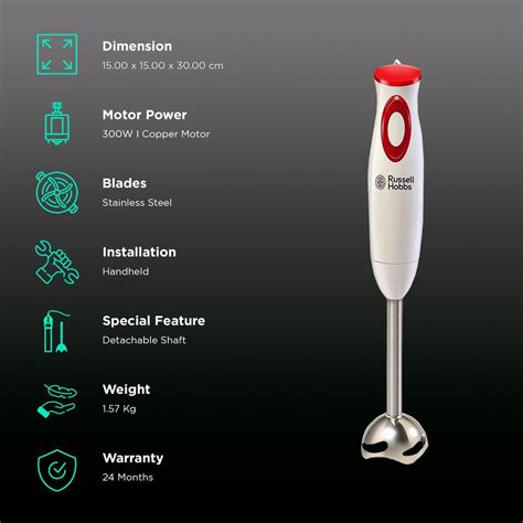 Buy Russell Hobbs 300 Watt Hand Blender with 2 Attachments (Splash Free ...