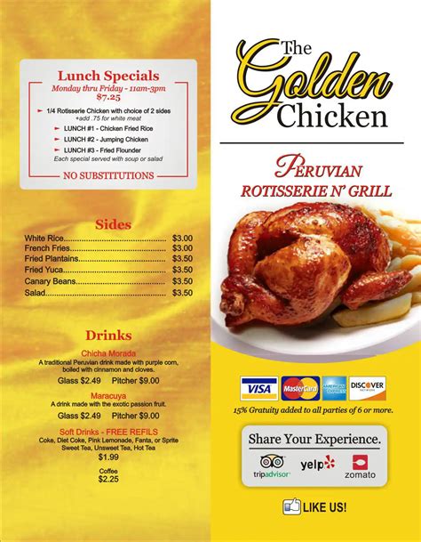 The Golden Chicken Menu, Menu for The Golden Chicken, Wilmington ...