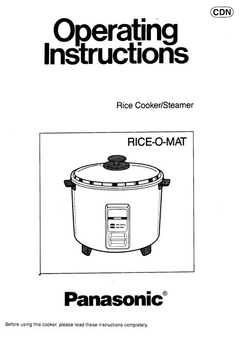 Panasonic SR-W10NA Rice Cooke Steamer Instruction Manual