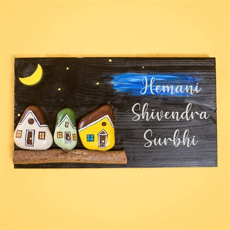 Buy Hand-painted Pebble Art Nameboard For Family Of 3 Online On Zwende