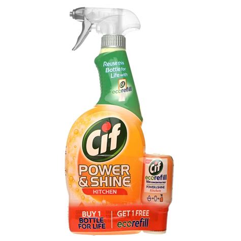 Cif Power and Shine Kitchen Cleaner 700ml with Eco Refill Bottle ...