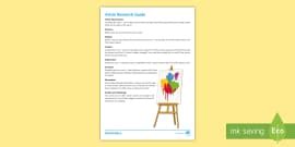 Artist Research Template Activity - Art Teaching tool