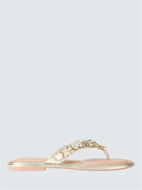 Carvela Marina Embellished Open Toe Flat Sandals, Gold