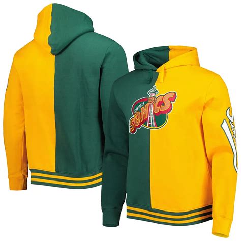 Men's Mitchell & Ness Green/Gold Seattle SuperSonics Hardwood Classics ...