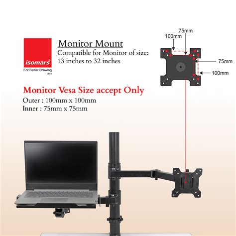 Isomars Laptop and Monitor Table Stand - Adjustable Height & Angles an