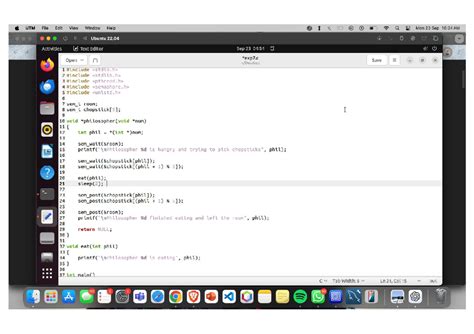 OS LAB WEEK 7 screenshots - UTM File Edit View Window Help X Mon 23 Sep ...