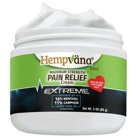 Hempvana Extreme Pain Relief Cream, for Intense Relief 16% Menthol, 11% ...