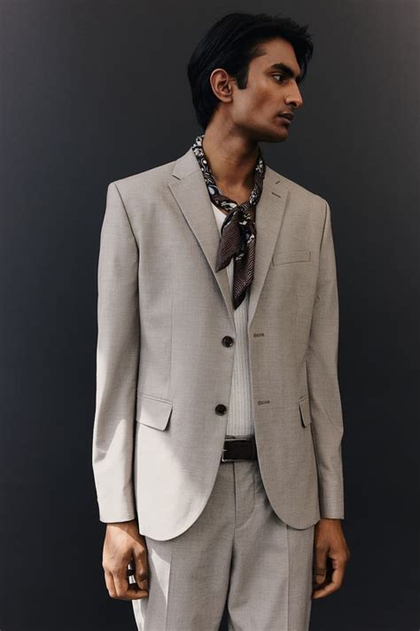 Slim Fit Single-breasted jacket - Dark beige - Men | H&M IN