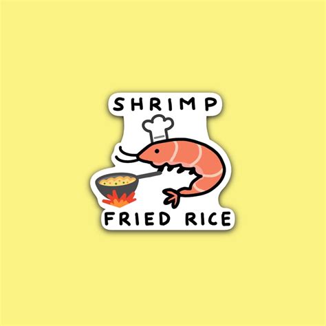 Shrimp Fried Rice Meme Glossy Vinyl Sticker for Water Bottle, Laptop ...